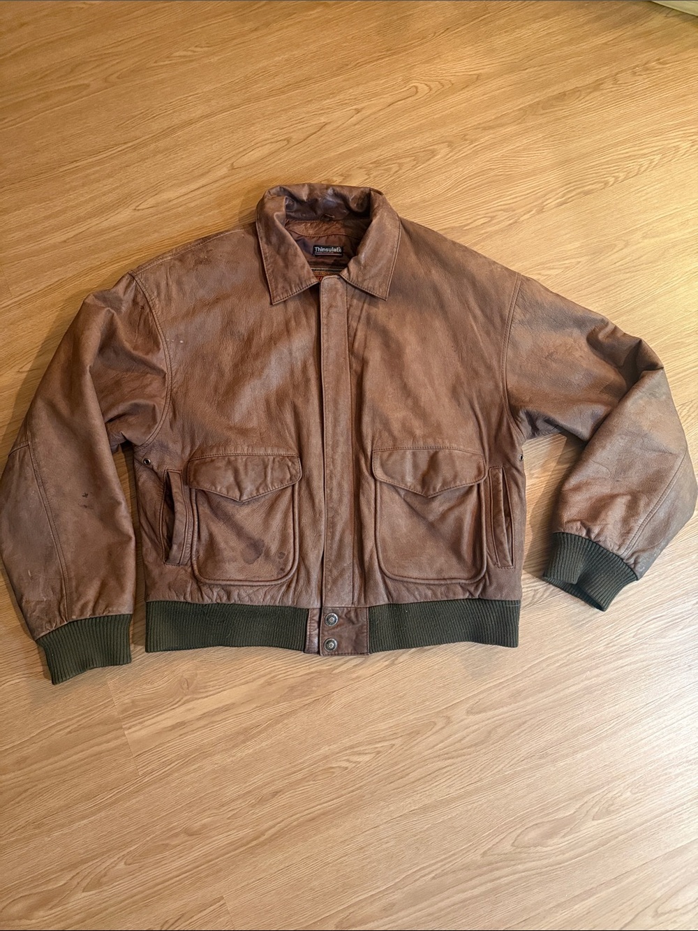 Wilsons Leather Adventure Bound Brown Bomber Jacket with brown Trim
